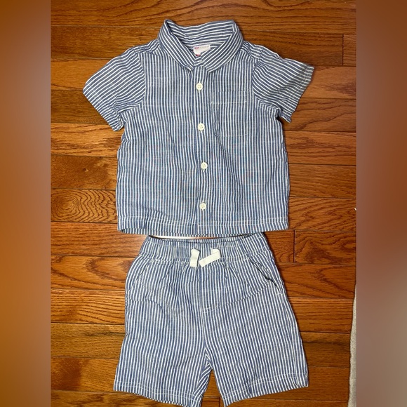 Janie and Jack The Cabana Matching Baby Set, Light Blue/White Striped, 18-24M - Picture 1 of 6